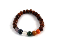 Load image into Gallery viewer, Chakra stone and wood elastic bracelet