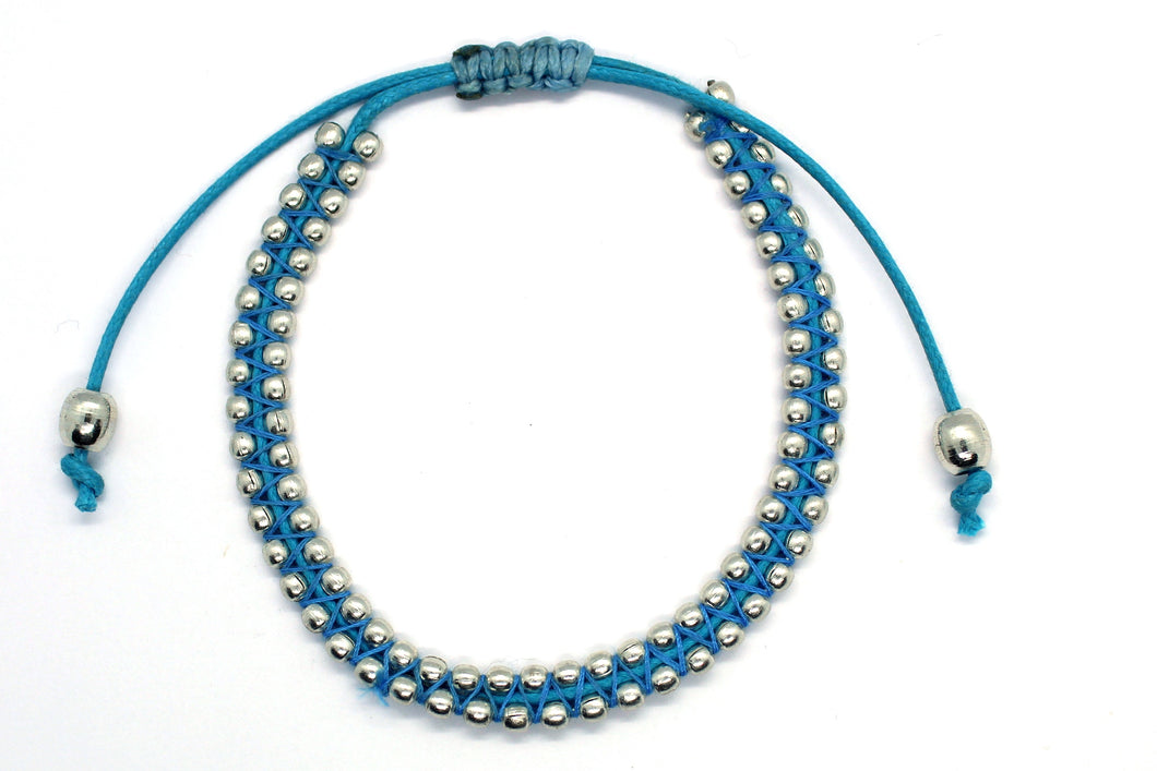 Sayeda ball chain turquoise macrame bracelet
