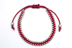 Sayeda ball chain fuscia macrame bracelet
