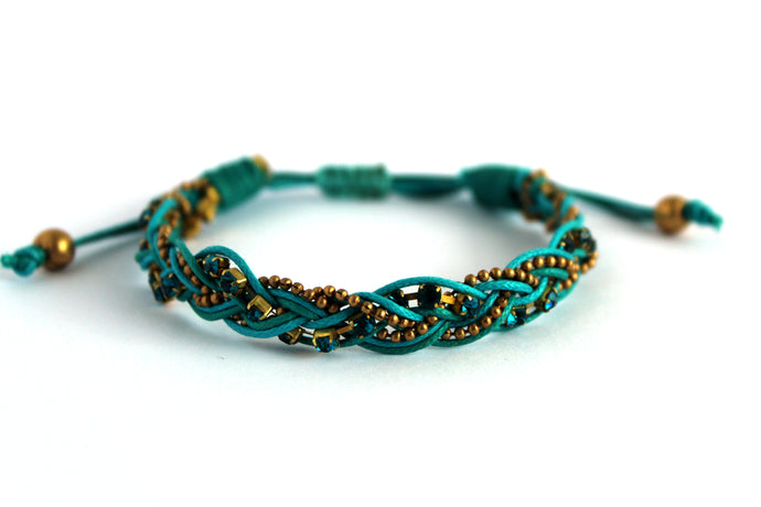 Braided bracelet T145 teal