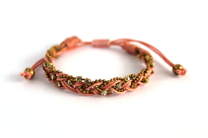 Braided bracelet T145 coral peach