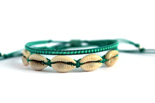 Load image into Gallery viewer, Bracelet 2 pack cowrie shell teal NJS012