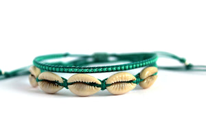 Bracelet 2 pack cowrie shell teal NJS012