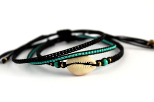 Bracelet 3 pack cowrie and turquoise N13