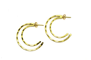 Double hoop brass earrings gold