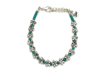 Load image into Gallery viewer, Teal and Daisy bracelet WAH480S