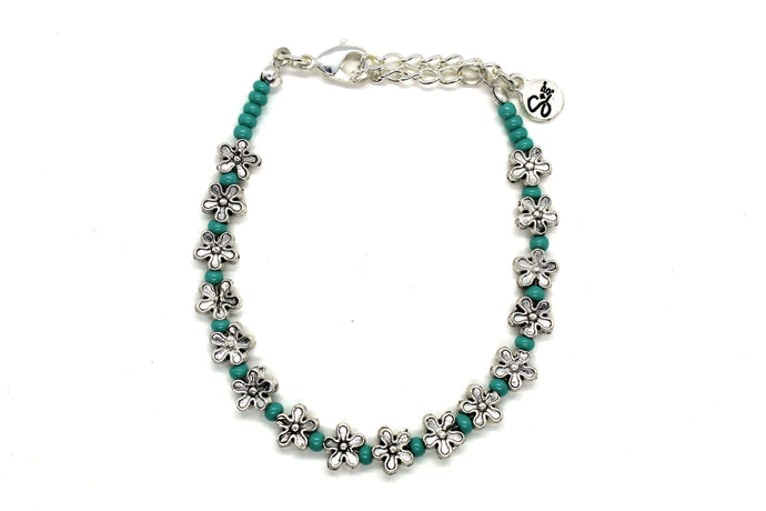 Teal and Daisy bracelet WAH480S