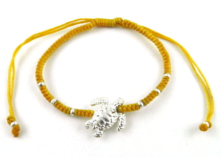 SR770 yellow big turtle macrame bracelet