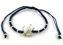 Load image into Gallery viewer, SR770 dark blue big turtle macrame bracelet