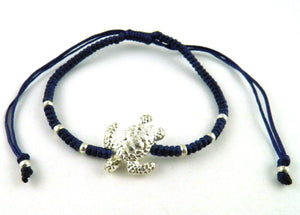 SR770 dark blue big turtle macrame bracelet