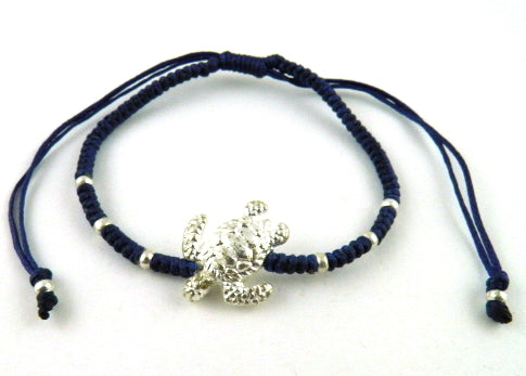 SR770 dark blue big turtle macrame bracelet