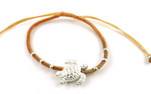 SR770 coral-peach big turtle macrame bracelet