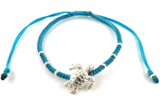 SR770 turquoise big turtle macrame bracelet