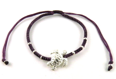 SR770 purple big turtle macrame bracelet