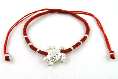 SR770 red big turtle macrame bracelet