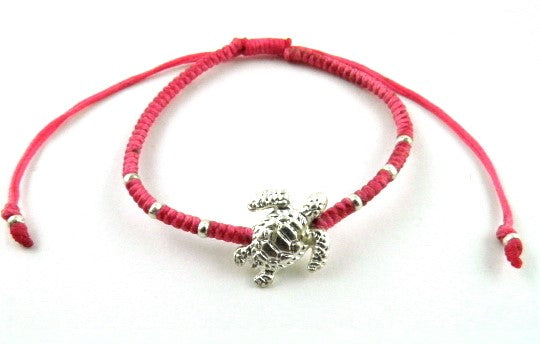 SR770 pink Turtle macrame bracelet