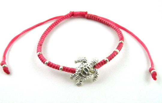 SR770 pink big turtle macrame bracelet