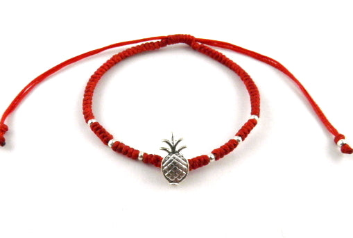 SR771 red pineapple macrame bracelet