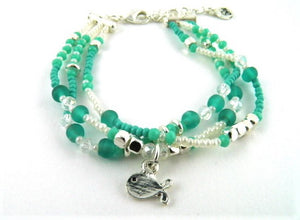 T217 teal baby whale bracelet