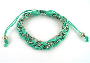 Braid bracelet T145 teal/silver