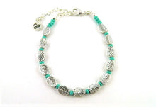 Load image into Gallery viewer, Teal and leaves bracelet WAH474S