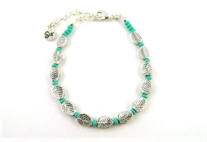 Teal and leaves bracelet WAH474S