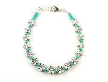 Load image into Gallery viewer, Teal and Daisy bracelet WAH480S