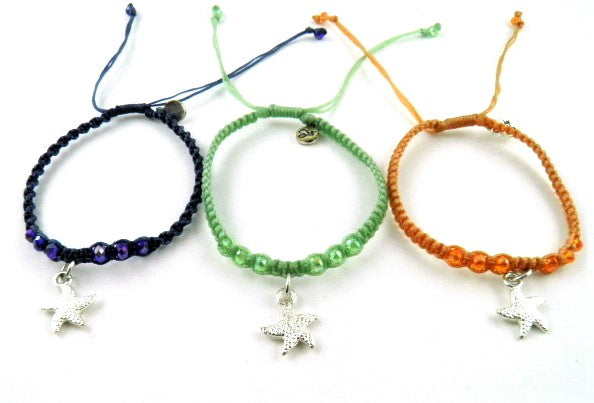 SR755 Starfish macrame bracelet 3pck